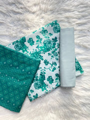 Printed lawn 3pc - Sea Green