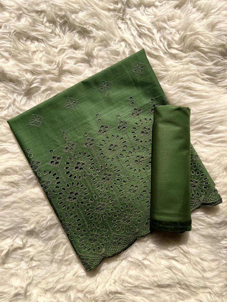 Schiffli chikankari lawn 2pc - Green