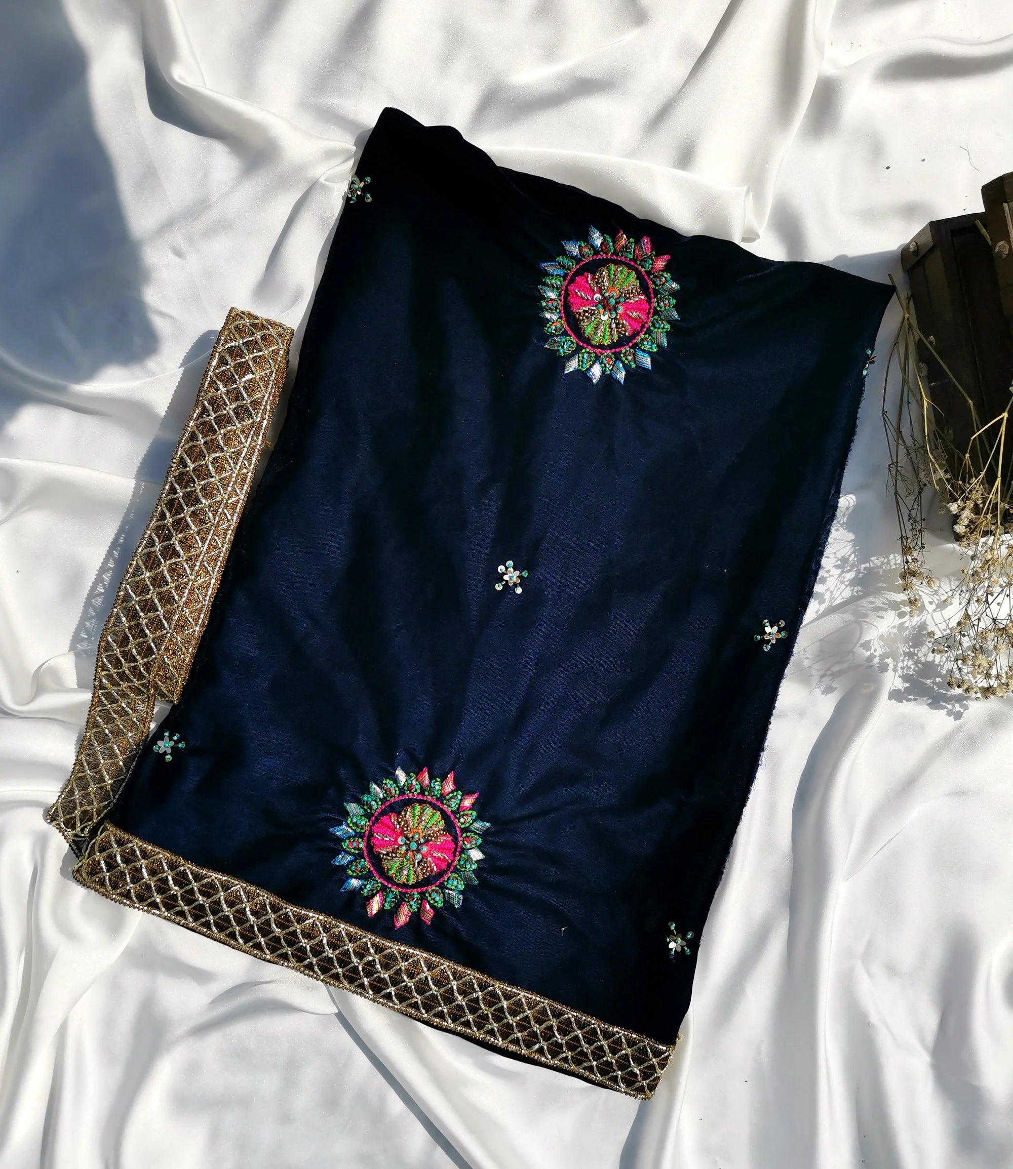 Kayseria hand embroidered velvet shirt