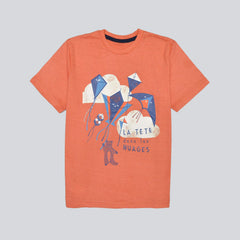 Peach Printed T-Shirt for Kids - Tape A L’oeil (TAO)