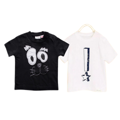 PACK OF 2, KIDS EMBROIDED & PRINTED TEE SHIRTS